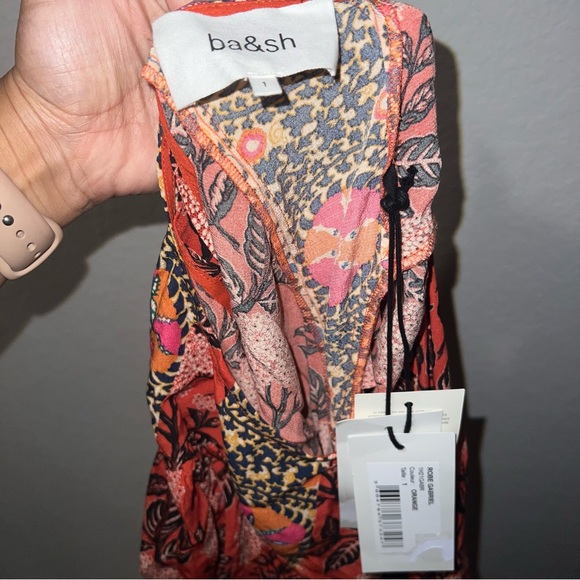 NWT BA&SH Gabriel floral long sleeve cutout Dress - Picture 11 of 14